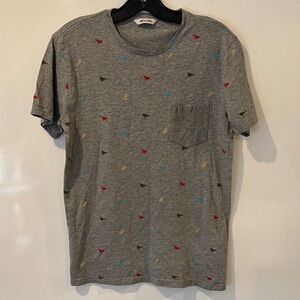 ONLY & SONS Gray and Red Casual Short Sleeve Tee